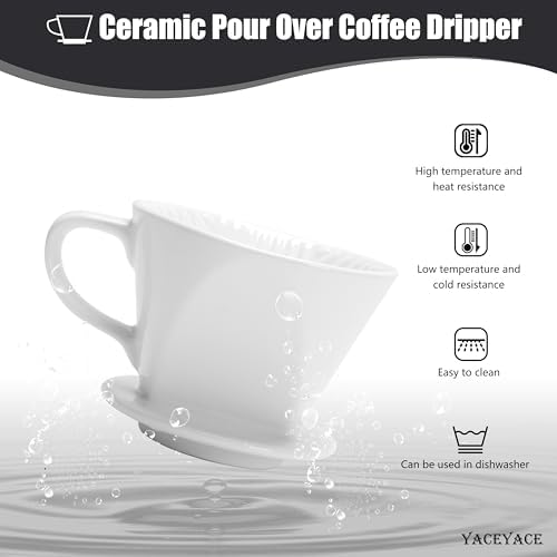Pour Over Coffee Maker, Single White Ceramic Pour Over - Image 5