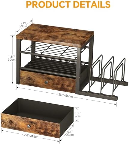 Homeiju Wood Desk Organizer with Drawers, Desk File Organizer with 3 Vertical File Holders, File Shelf,Storage for Mail, Supplies,Classroom Organization - Image 2