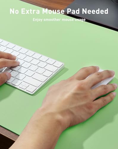 Aothia Faux Leather Desk Mat - Large Mouse Pad, Non-Slip PU Leather Blotter, Waterproof Writing Surface for Office and Home (Foam Green, 42" x 17") - Image 4