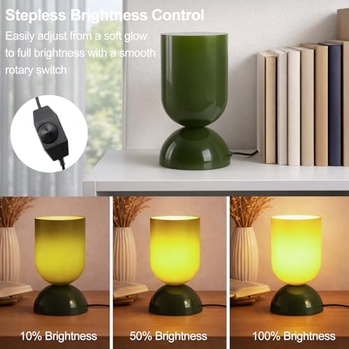 8.9" Dimmable Modern Glass Table Lamp with Dome Base, Glossy Green - Image 5