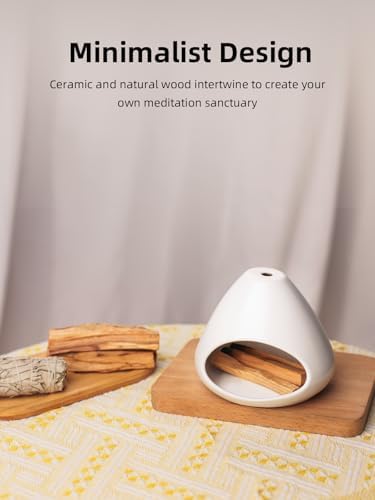 Ceramic Palo Santo Holder, Modern Incense Burner, Smudge Bowl (White) - Image 4
