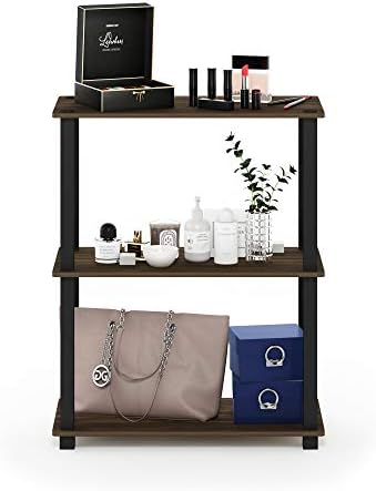 Furinno TURN-S-TUBE Storage Shelves, 3-Tier Book Shelf, Corner Shelf, Toolless Open Shelves, for Organization and Storage, Living Room, Garage, Home Office, Columbia Walnut - Image 4