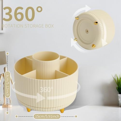 Camelmother 360°Rotating Pen&Pencil Holder For Desk With 5Slots Cute Office - Image 2