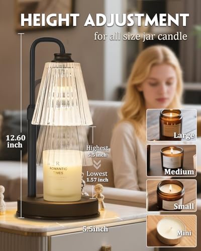 Candle Warmer Lamp With Timer Dimmable Crystal Vertical Stripe, Birthday Gifts for Women Mom, Adjustable Candle Warmer with 2 Bulbs, Christmas Black Candle Lamp for Jar Scented Candles, Home Decor - Image 3