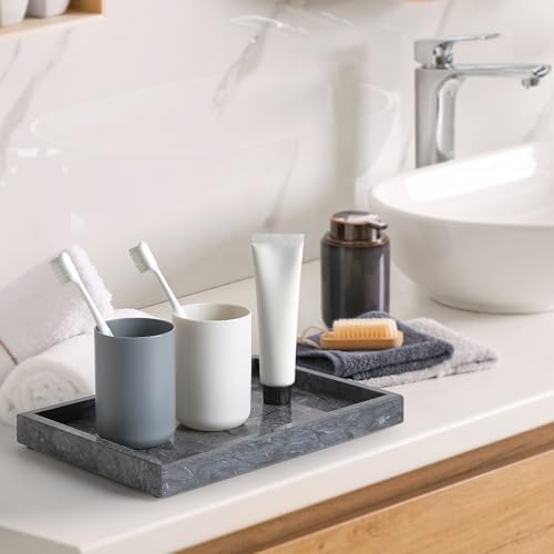 Natural Large Marble Vanity Tray, Stone Organizer for Bathroom & Kitchen - Image 5