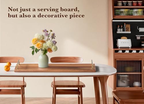 Large Charcuterie Board with Metal Handles – 32" Acacia Wood Serving Board for Cheese, Meat & Appetizers – Extra Long Kitchen Platter for Gatherings, BBQ & Home Decor - Image 6