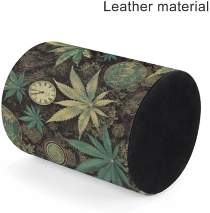 PU Leather Round Pencil Holder Leaves Pen Holder - Image 4