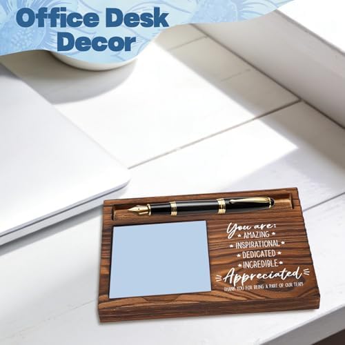 FOUGSTA Appreciation Gift for Women, New Teacher Gift, Inspirational Office Decor - Wooden Notepad Pen Holder With Inspirational Quotes, 16.5 x 12 x 1.5 cm, XXN1 - Image 4