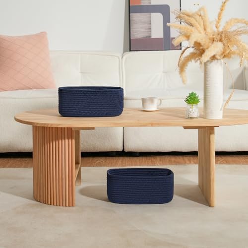 3 Pack Small Storage Baskets for Organizing, 11.8×7.8×5.1", Navy Blue - Image 2