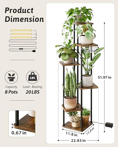 GENTINGBRO Plant Stand Indoor with Grow Lights Corner Plant Stand - Image 2