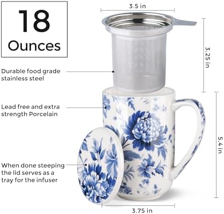 AmorArc Tea Cup With Infuser and Lid, 18oz Loose Leaf Tea Mug With Steeper - Image 3