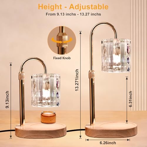 Candle Warmer Lamp with Timer and Dimmer 4-Level Dimmable Flower Light Heat Lamp for Jar Candles Adjustable Height Modern Cute Home Decor for Living Room Bedroom (Gradient-Square) - Image 2