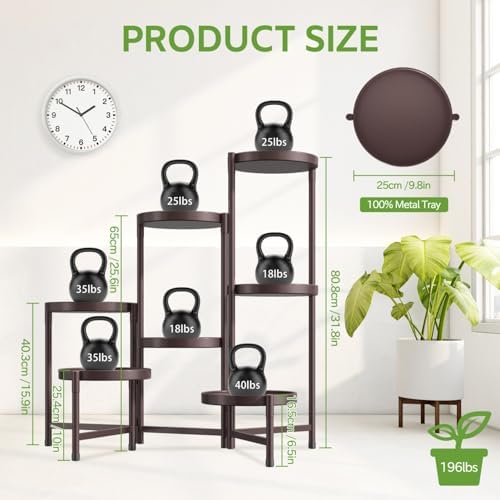 iDavosic.ly 7 Tier Large Plant Stand Indoor Outdoor, 10 Inch Tray, Bronze - Image 4