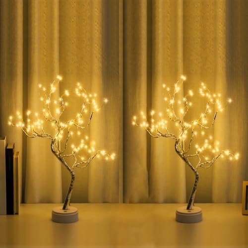 2 Pack Room Decor,20" 108 LED Bonsai Tree Light, DIY Artificial Tree Lamp by PXBNIUYA