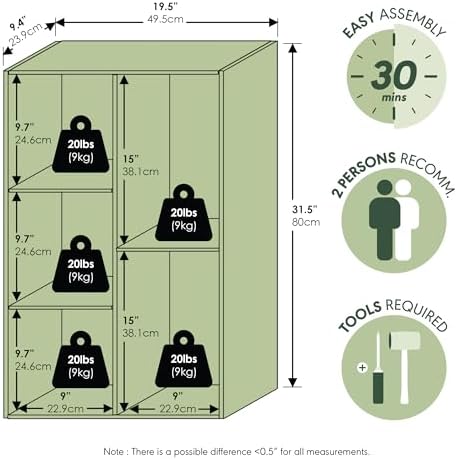 Furinno LUDER Book Shelf, 5-Cube Bookshelf, Reversible Bookcase, 9.4 x 19.5 x 31.5, Easy Assembly, for Living Room, Bedroom, Home Office, Blackwood - Image 3