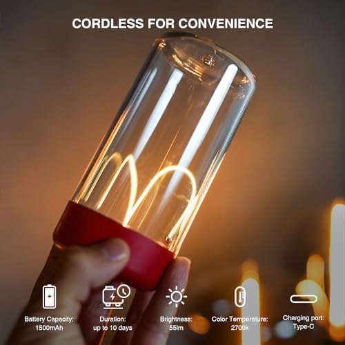 AUGE LIGHT Mini Minimalist Cordless Table Lamp, Rechargeable Ambient Light, Red - Image 2