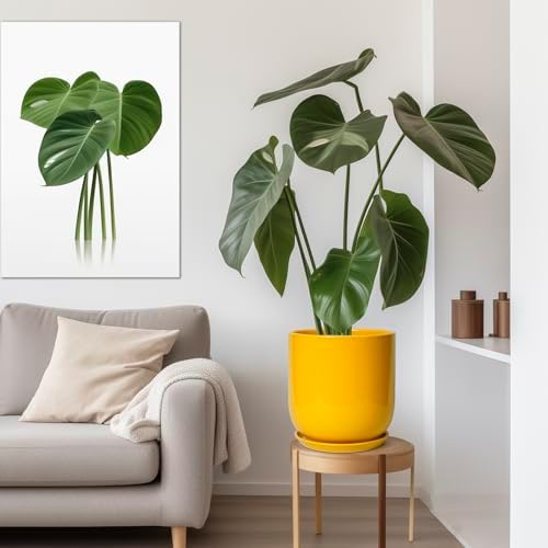 12 Inch Pots for Plants - Ceramic Planter for Outdoor Plants Large Plant Pot Indoor with Drainage Hole Modern Flower Pot for Home Patio Office Decor Yellow - Image 4