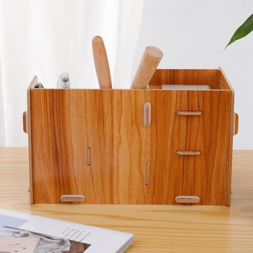 Wooden Desktop Organizer Shelf 9.5x5.5x5.1 Inch – Multi-Layer Tabletop Storage Box for Home Office, Study, Space Saving Design - Image 6