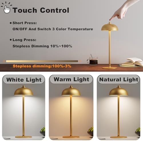 2 Pack Cordless Table Lamp Rechargeable, 5000mAh Battery Table Light - Image 2