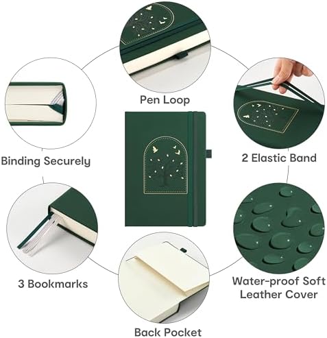 &And Per Se 365 Page Journal – A5 Hardcover Lined Notebook, One Book for the Whole Year, 100gsm Thick Paper, Numbered Pages & 3 Bookmarks, Annual Diary for Daily Writing (Dark Green) - Image 3