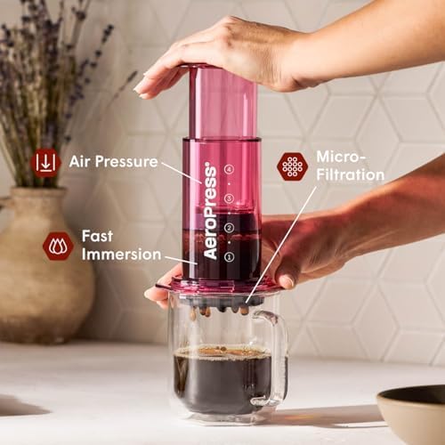 AeroPress Clear Pink Coffee Press, French Press, Pour-Over & Espresso Style - Image 2