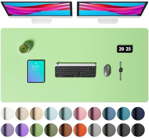 Aothia Faux Leather Desk Mat – Large Mouse Pad, Non-Slip PU Leather Blotter, Waterproof Writing Surface for Office and Home (Foam Green, 47.2" x 23.6") by AothiaSimpleNaturalUnique