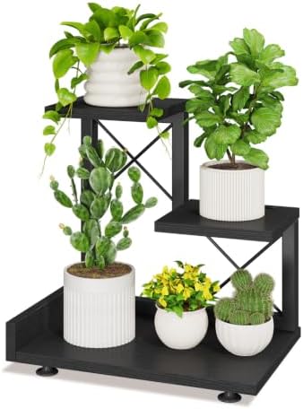 iDavosic.ly Table Top Small Plant Stand, Succulent Holder for Desk, Black by iDavosicly