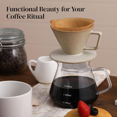 DOWAN Pour Over Coffee Maker, Non-Electric Pour Over Coffee Dripper, Manual Brew Maker, Single Cups Porcelain Slow Brewing Accessories for Gifts, Grey - Image 7