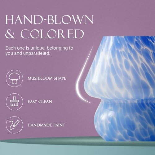 Dawnwake Mushroom Lamp Table Lamp for Bedroom,Small Desk Bedside Lamps for Living Room,Mushroom Decor Cute Mini Modern Mid Century Lamps for Night Stands (Flame Blue) - Image 2