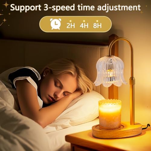 CRMILL Candle Warmer Lamp Electric Timer - Candles Height Control Dimmable Warmers Scented Lamps No Flame Heat Warm Melt Wax Jar Modern Home Decor Table Lights for Home Living Bedroom - Image 4