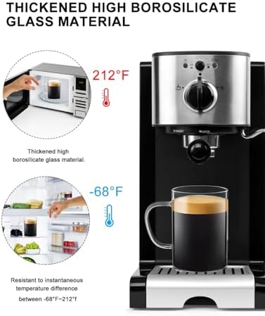 LUXU Glass Coffee Mugs, 16 oz Ice coffee cups,Large Beer Mugs Set of 4 - Image 3