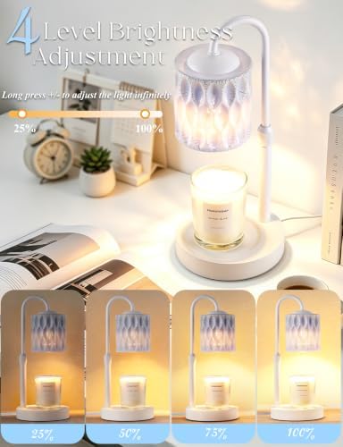 Briever Dimmable Candle Warmer Lamp with Timer, Height Adjustable Electric Candle Wax Warmer, Birthday Gifts for Women Mom, House Warming Gifts New Home Decor, Solid Wood Base, Miracle Blue - Image 4