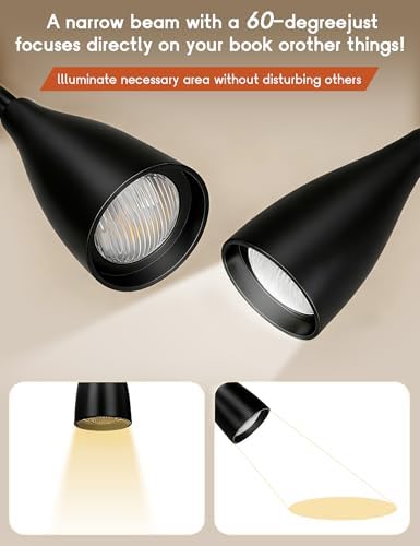 2 PCS Reading Light for Book in Bed,Clip on Light Reading Lamp with Adapter - Image 3