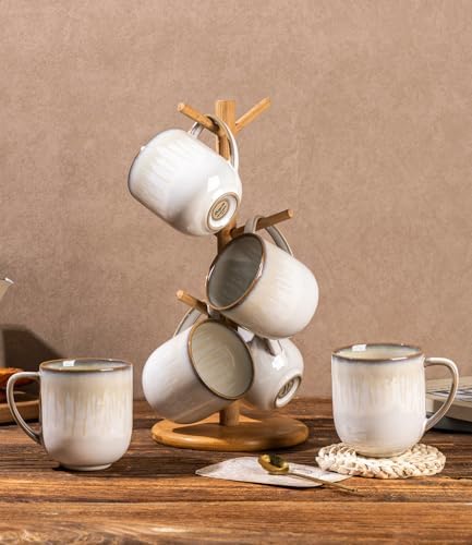 LERATIO 12OZ Ceramic Coffee Mugs Set of 6, Large Porcelain Coffee Cups With Large Handle For Latte,Cappuccino,Milk,Cocoa,|Dishwasher&Microwave Safe Mug Sets,Ideal for Man,Woman,Dad, Mom - Image 7