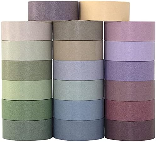 Mooker 20 Rolls Washi Tape Set, Colored Masking Tape, Decorative Nature Colored Tapes for Arts, DIY Crafts, Bullet Journals, Scrapbooking - 15mm Wide - Image 2