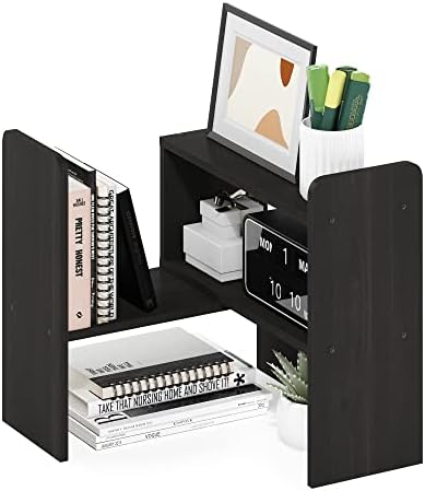 Furinno Classic Desktop Organizer Storage Rack Adjustable Free Style Rotation Display Bookshelf, Espresso 6.7D x 23.7W x 15.67H in by Furinno-FitsYourSpaceFitsYourBudget
