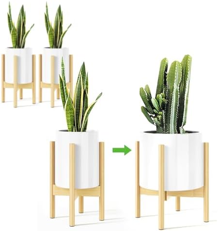 MUDEELA Plant Stand for Indoor, Bamboo Material, Natural, 14.5 Inch Tall by MUDEELA