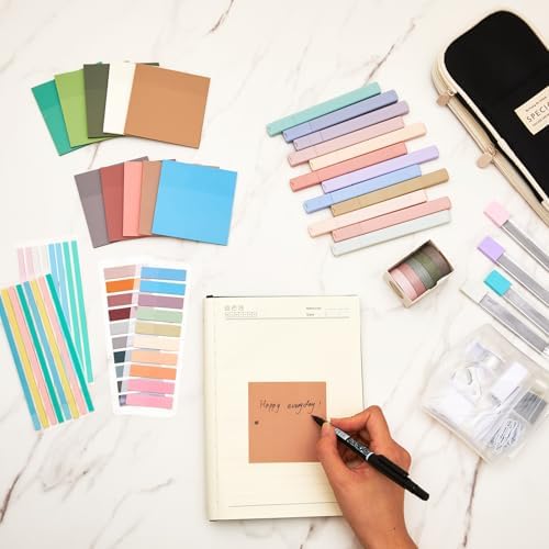 Sinload 60 Pcs Aesthetic Book Annotation Kit School Supplies Cute Pencil Case Mini Stapler Set 12 Highlighter 5 Gel Pen 6 Pencil 5 Magnetic Bookmark 1220 Sticky Note Student Stationary(Black) - Image 5