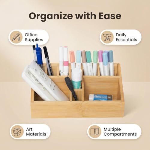 2 Pack Small Bamboo Art Supply Organizer Pen Holder - Image 6