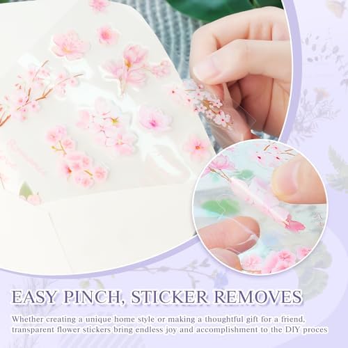 160Pcs Natural Flower Stickers for Scrapbooking,Self-Adhesive Transparent Flower Stickers Scrapbook Supplies Journaling Supplies for Adult Card Making Letters DIY Water Bottle Cards Decoration - Image 5