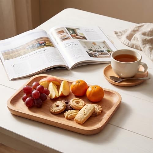 Serving Wooden Tray Salad Plates for Fruit Cookie Platter,7.87*5.12 inch - Image 3