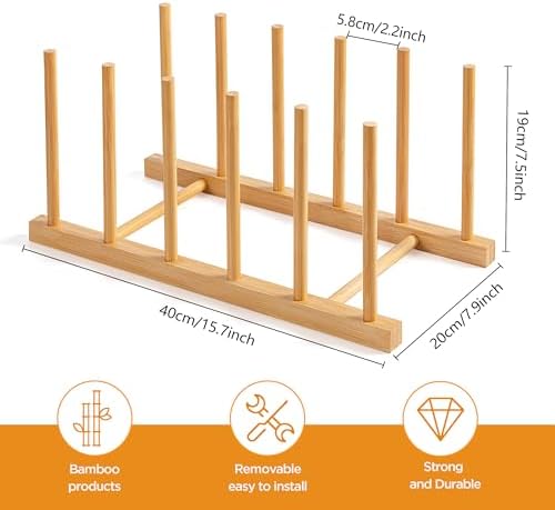 HBlife Desk File Organizer 2 Pack Bamboo 5 Section Vertical File Sorter - Image 2