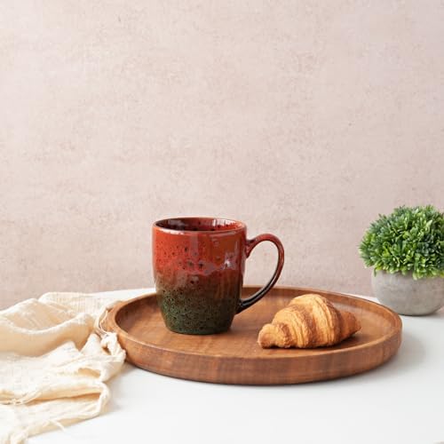 Bosmarlin Ceramic Coffee Mug Set of 4, 17 Oz, Coffee Cups with Big Handle, Microwave Safe, Unique Reactive Glaze (Red&Green) - Image 5