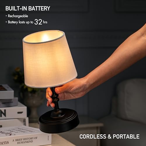 O’Bright Seraph mini – Cordless LED Table Lamp with Dimmer, Built-in Rechargeable Battery, 3-Level Brightness, Patio Table Lamp, Bedside Night Lamp, Ambient Light for Restaurant, Black - Image 2