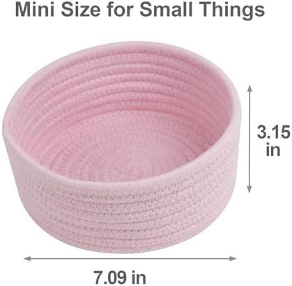 Small Woven Cotton Rope Baskets, Set of 3, Pink - Image 4