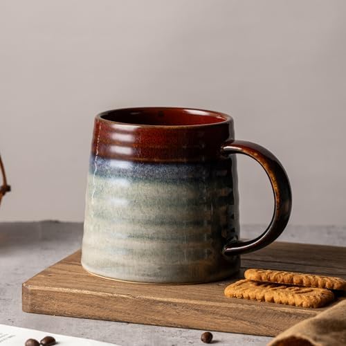 15.5oz Large Heavyweight Ceramic Mug, Reactive Gl (Black-Red) - Image 4