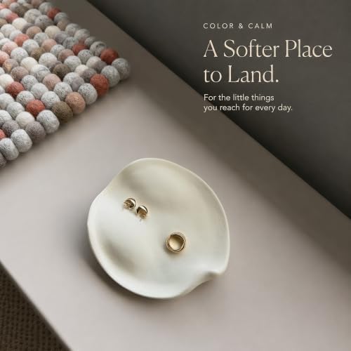 Ceramic Jewelry Dish, 6.3 in, Organic Shape, Warm Ivory - Image 6