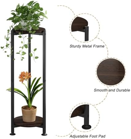 2 Tier Plant Stand Indoor Corner Tall Round Shape Plant Shelf - Image 5