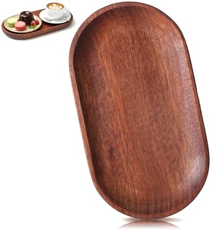 4 x 7.5 inch Small Solid Wood Serving Trays of Natural Ebony Wood with Edge, Mini Wooden Platters, Wood Counter Plates, Rectangle Wooden Trays Avoid Sliding and Spilling Food for Tea Coffee Kitchen by Unknown