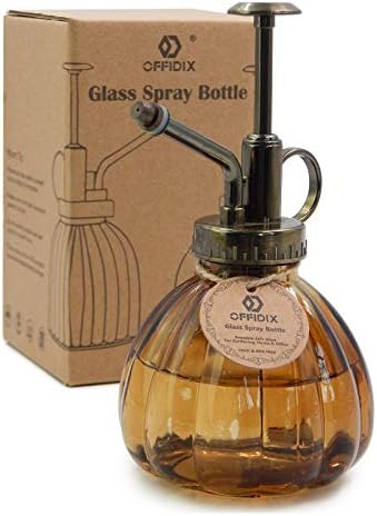 OFFIDIX Glass Spray Bottle, Brown Plant Mister Pumpkin Style Spritzer 6.7oz by Offidix
